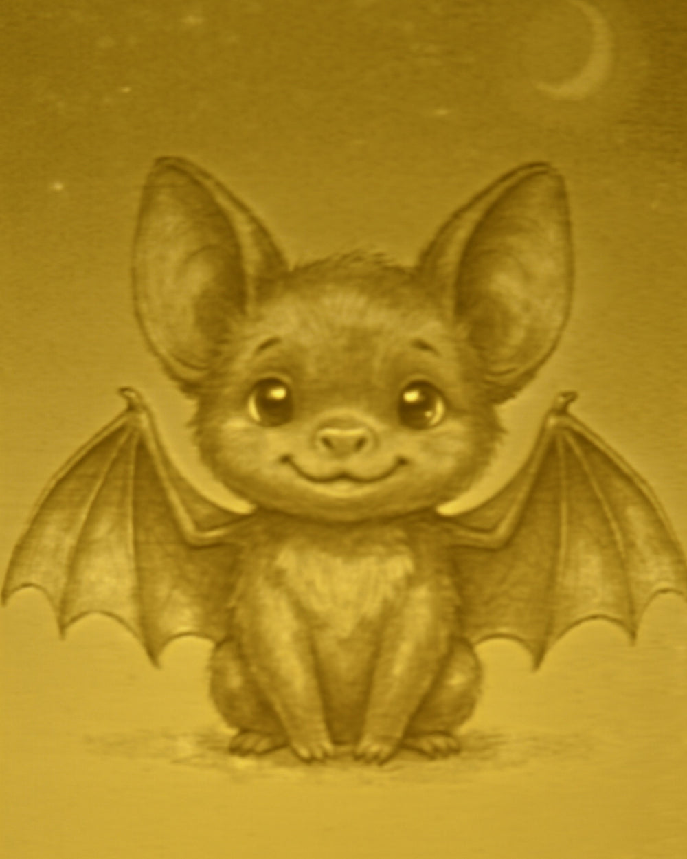 Close-up of the Bat design in warm light
