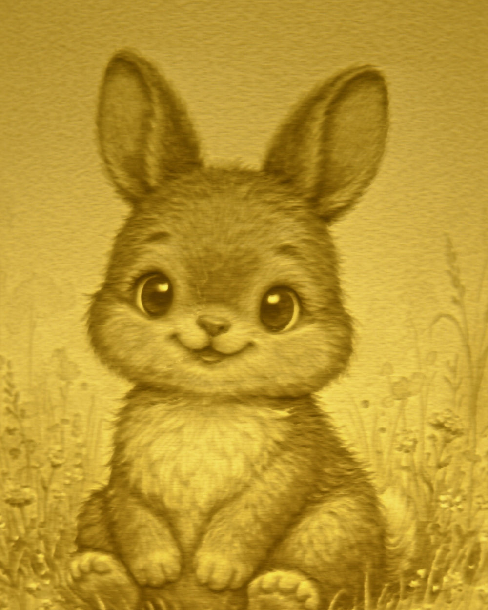 Close-up of the Bunny design in warm light