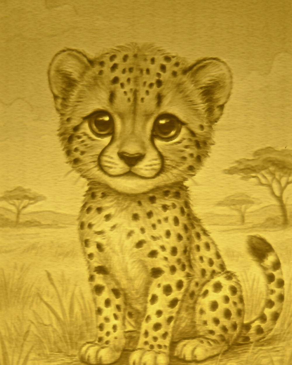 Close-up of the Cheetah design in warm light