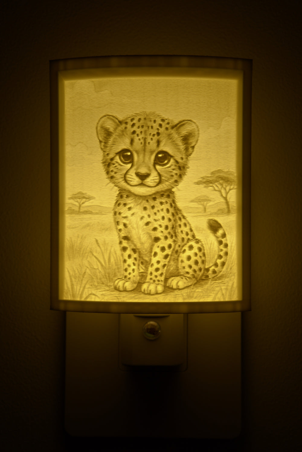 Close-up of the cheetah design in warm light