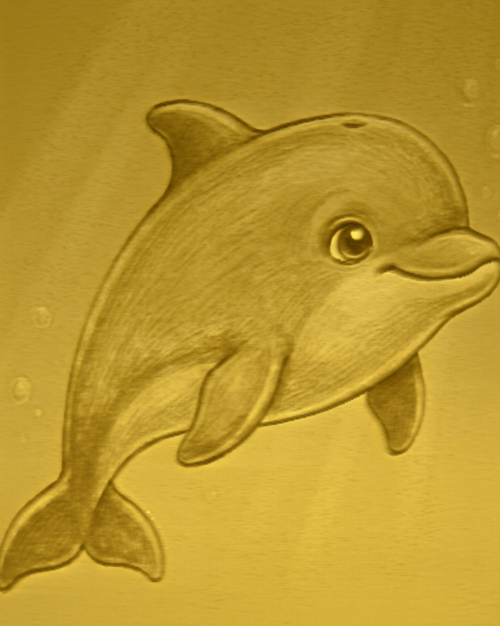 Close-up of the Dolphin design in warm light