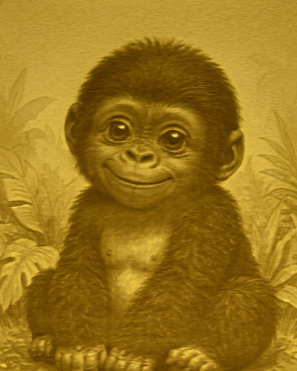 Close-up of the Gorilla design in warm light