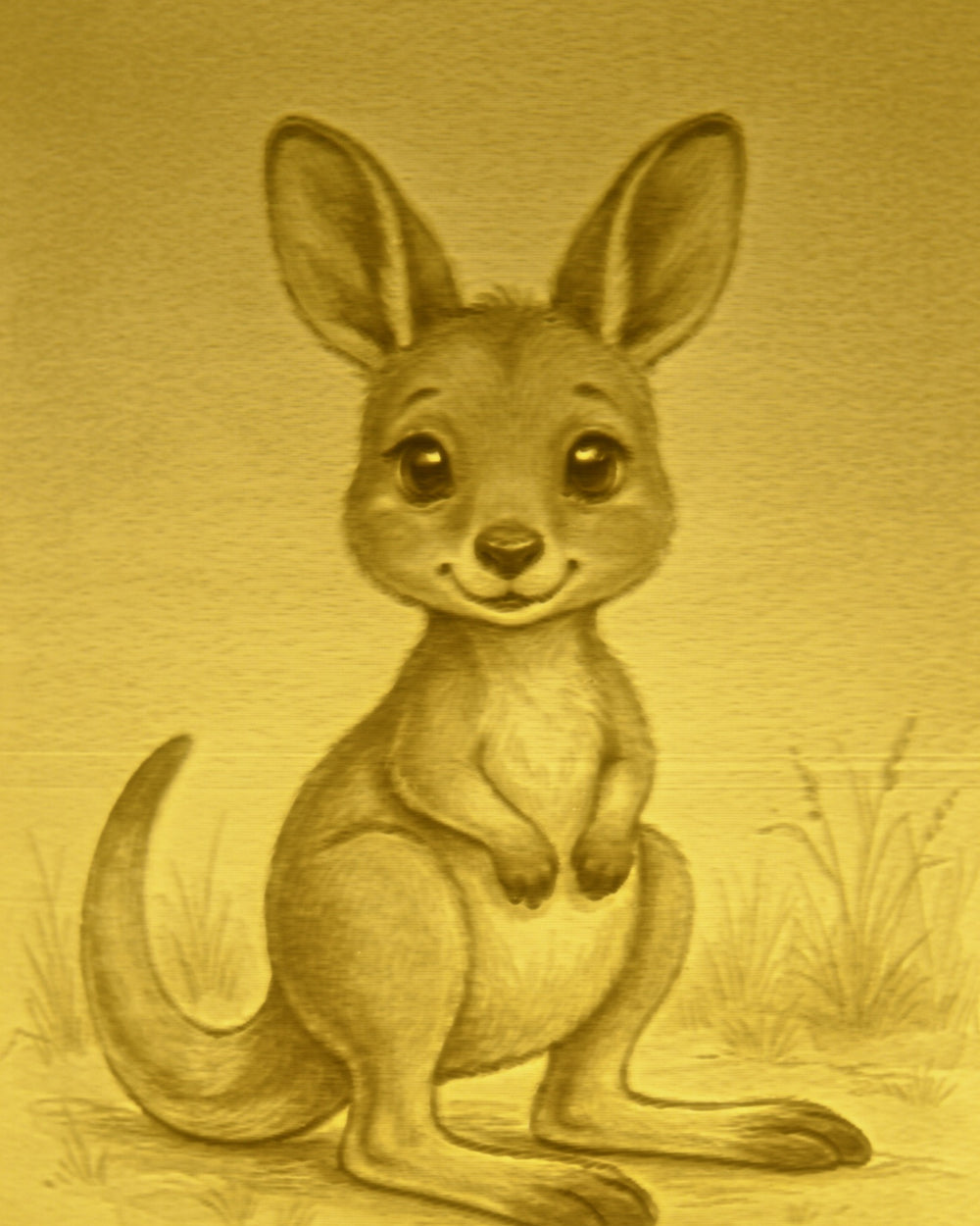 Close-up of the Joey design in warm light