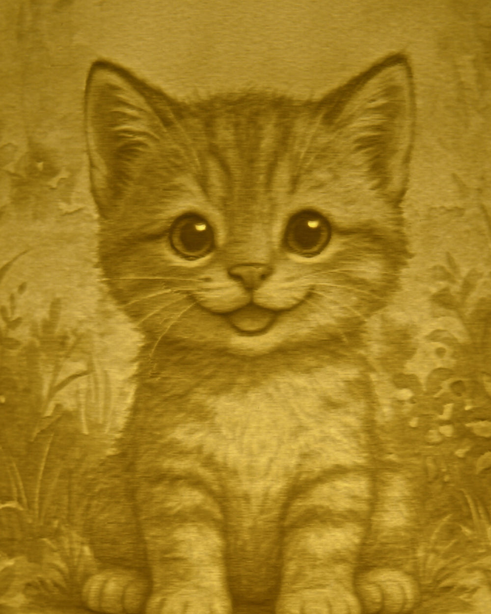 Close-up of the Kitten design in warm light