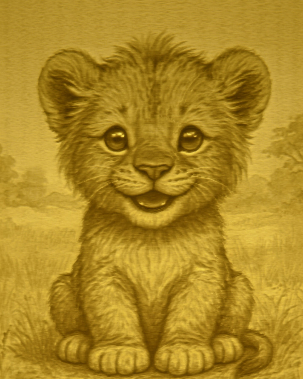 Close-up of the Lion design in warm light