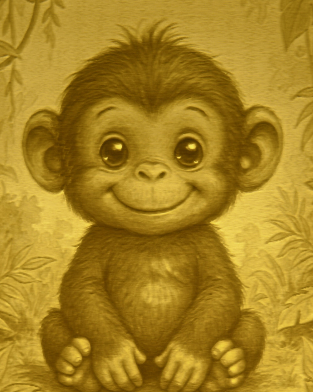 Close-up of the Monkey design in warm light