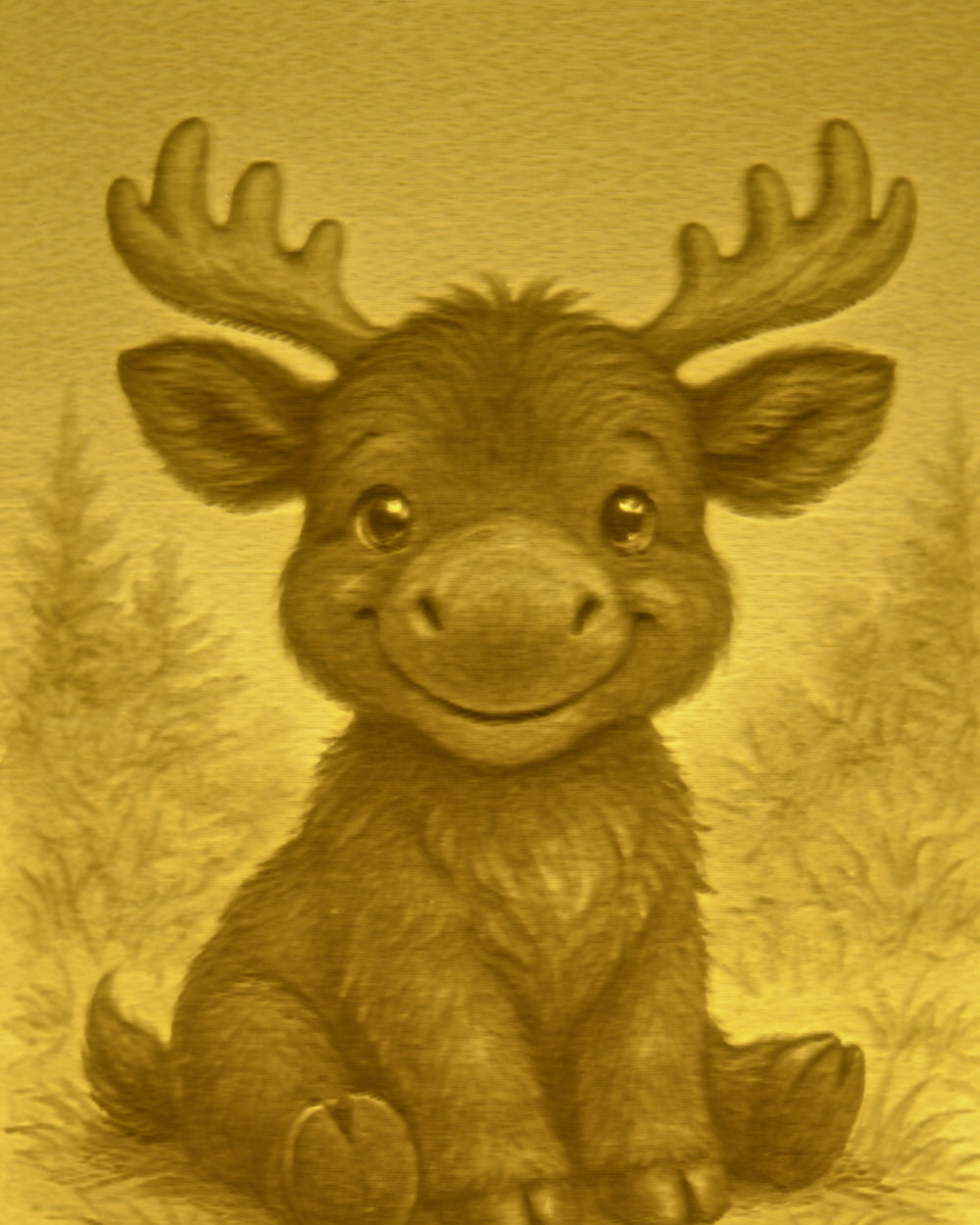 Close-up of the Moose design in warm light