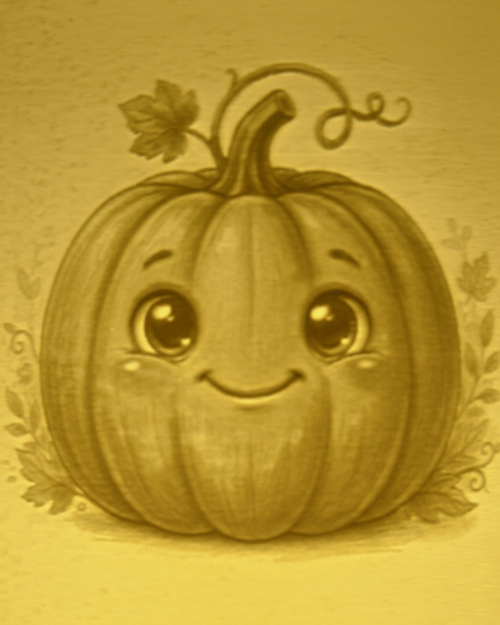 Close-up of the Pumpkin design in warm light