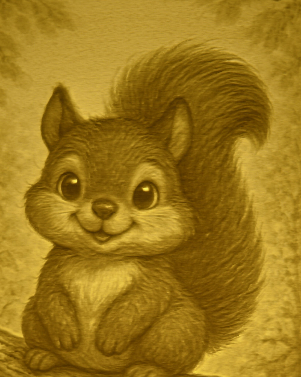 Close-up of the Squirrel design in warm light