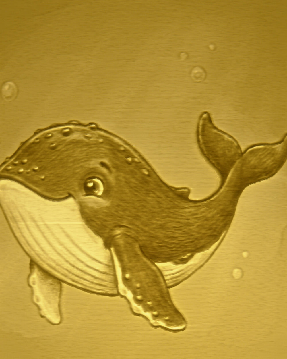 Close-up of the Whale design in warm light