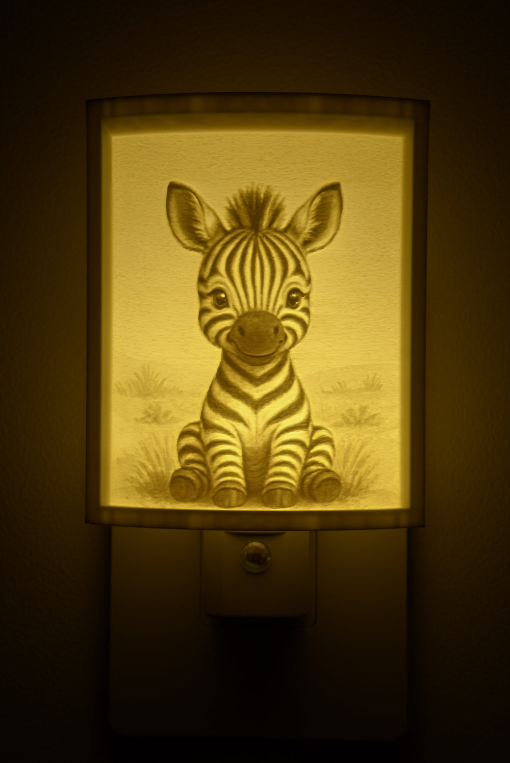 Close-up of the zebra design in warm light