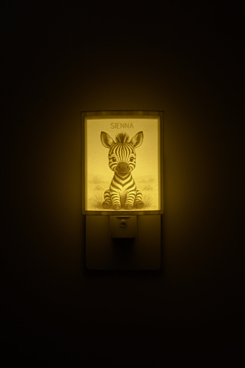 Zebra night light personalized with a child's name