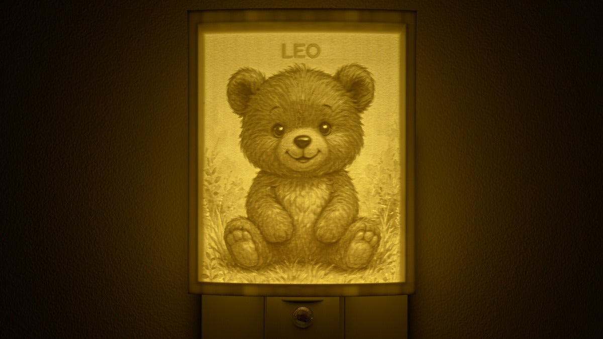 The teddy bear light personalized with a name