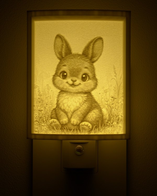 Bunny night light, glowing