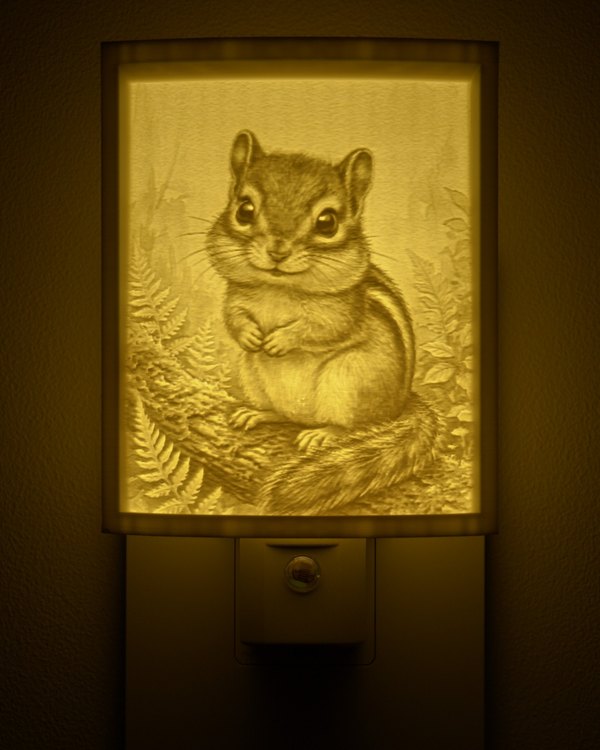 Chipmunk night light, glowing