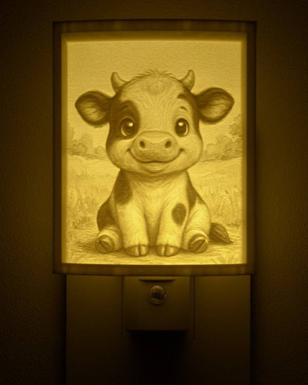 Cow night light, glowing