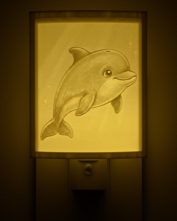 Dolphin night light, glowing